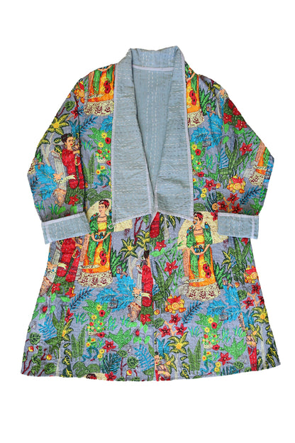 Frida Kantha Coat Grey
