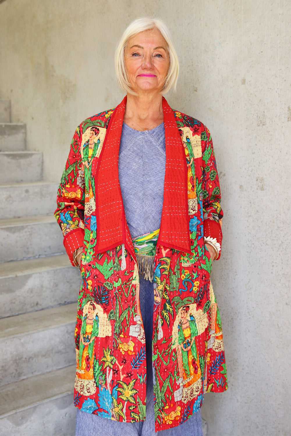 Frida Kantha Coat Red
