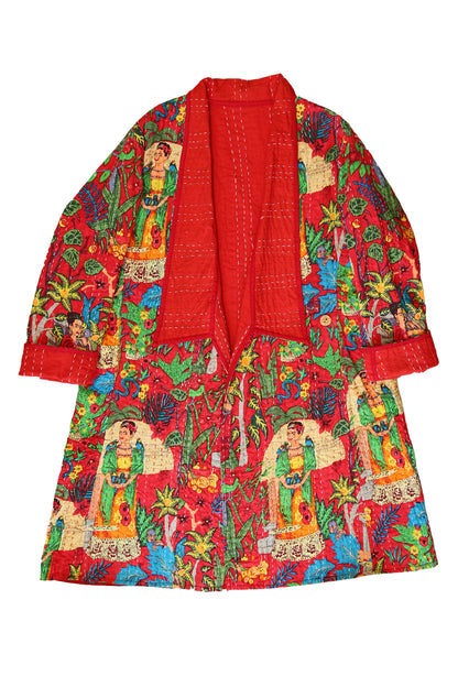 Frida Kantha Coat Red
