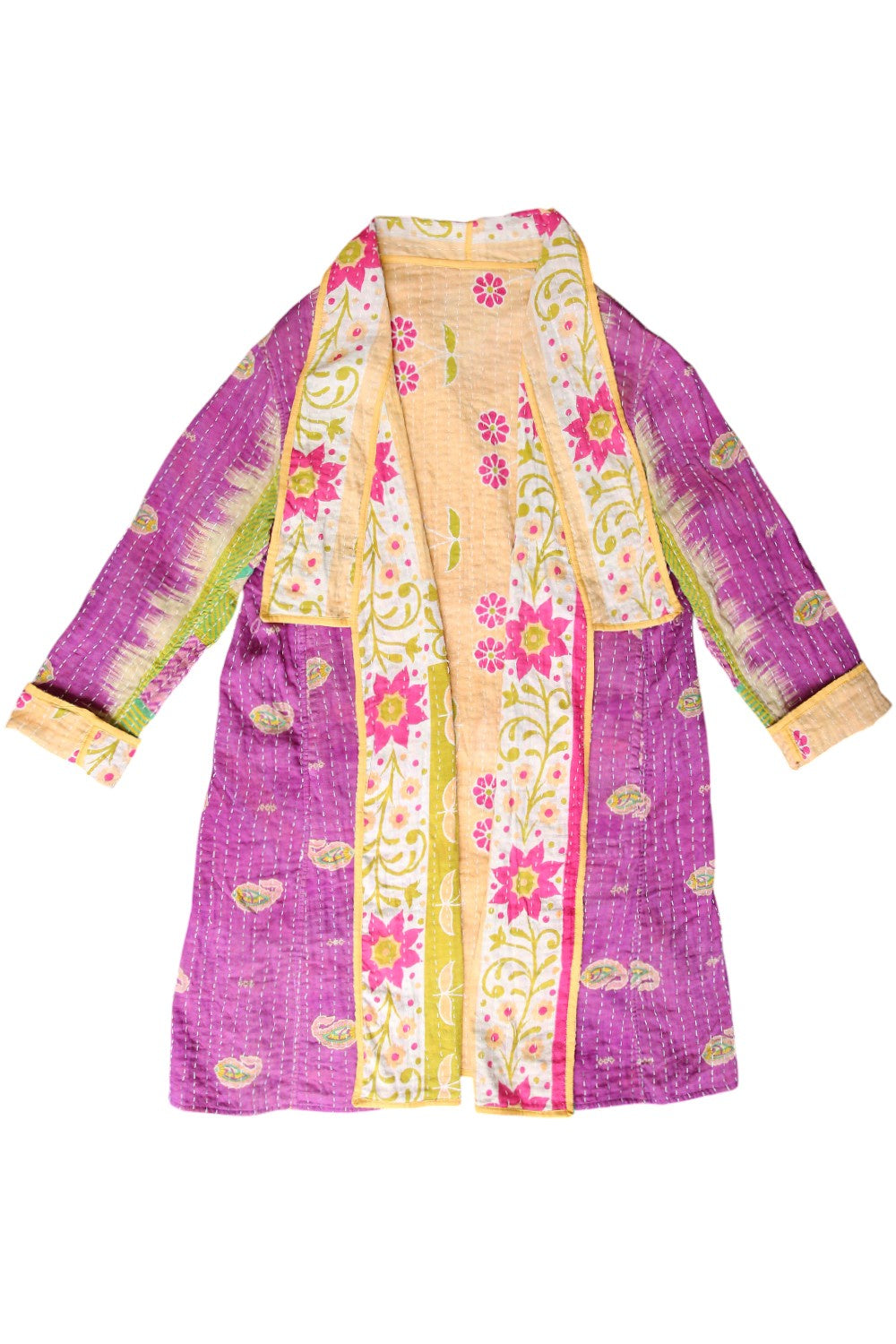 Kantha Coat Floral Orange