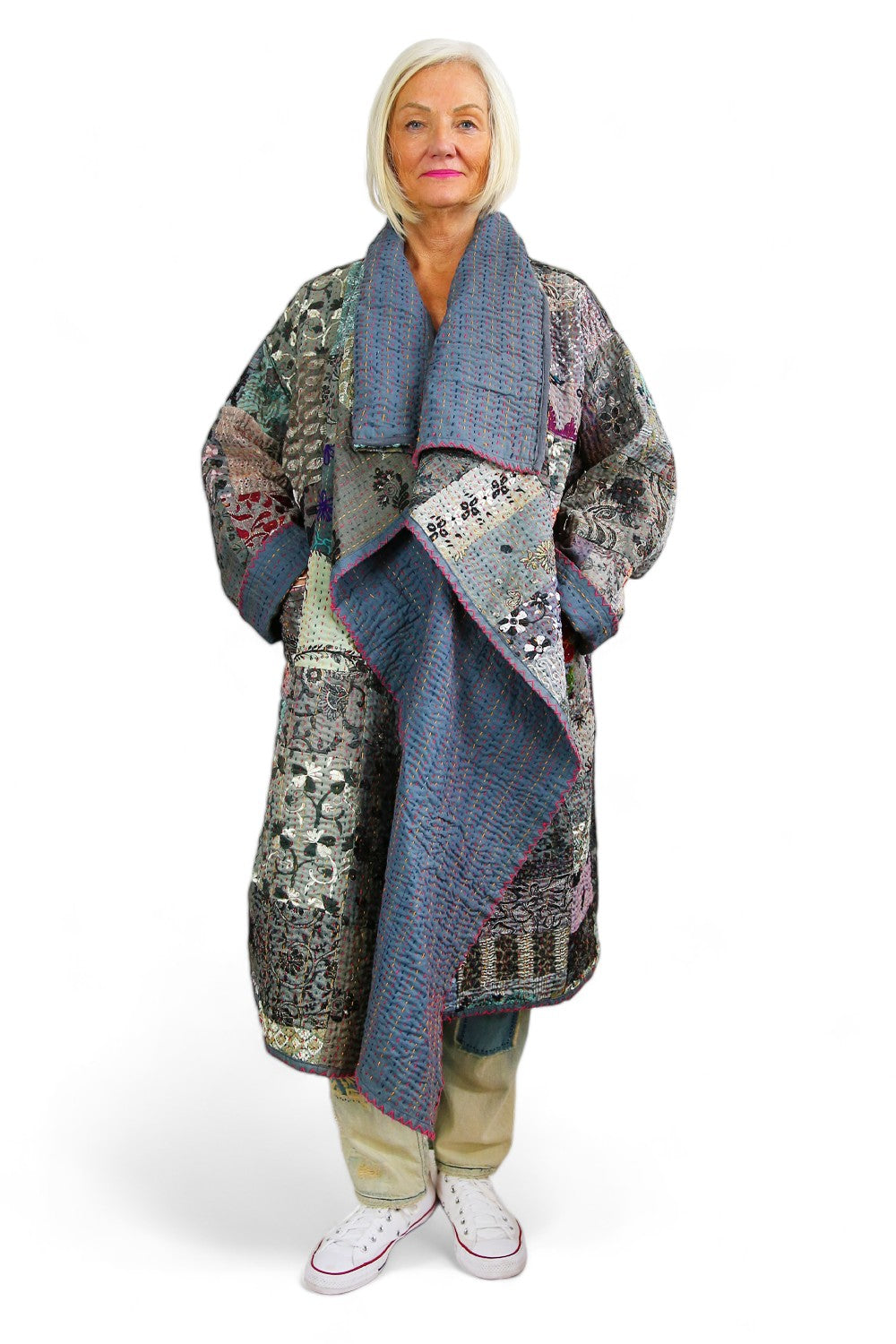 MAHARANI KANTHA COAT PATCHWORK GREY