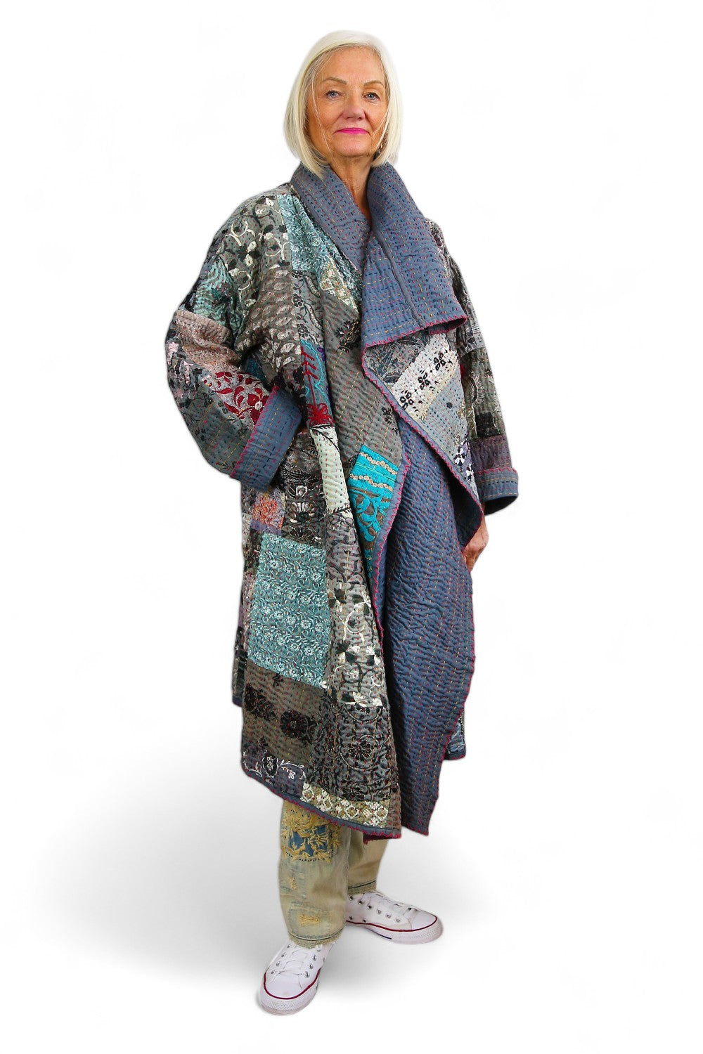 MAHARANI KANTHA COAT PATCHWORK GREY