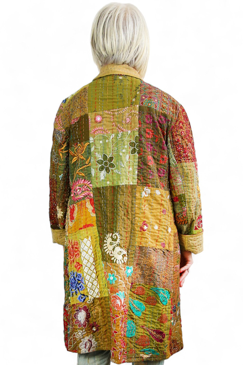 MAHARANI KANTHA COAT PATCHWORK GREEN