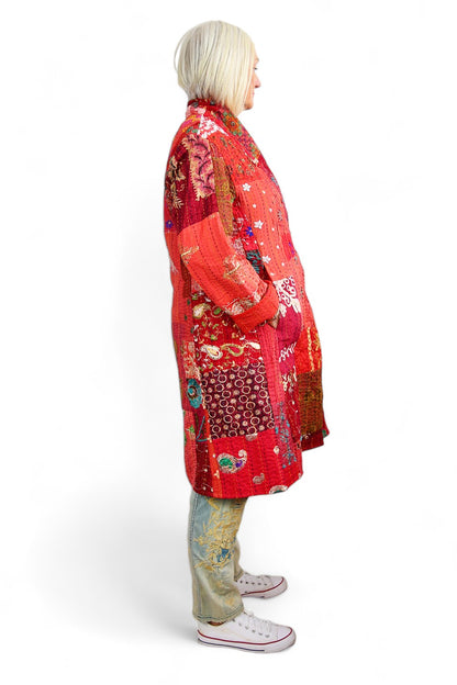 MAHARANI KANTHA COAT RED