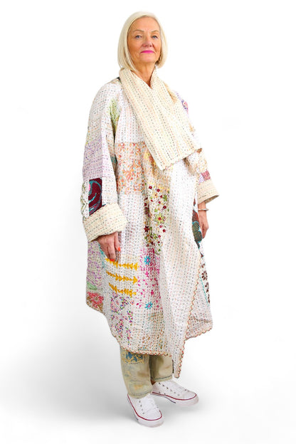 MAHARANI KANTHA COAT WHITE