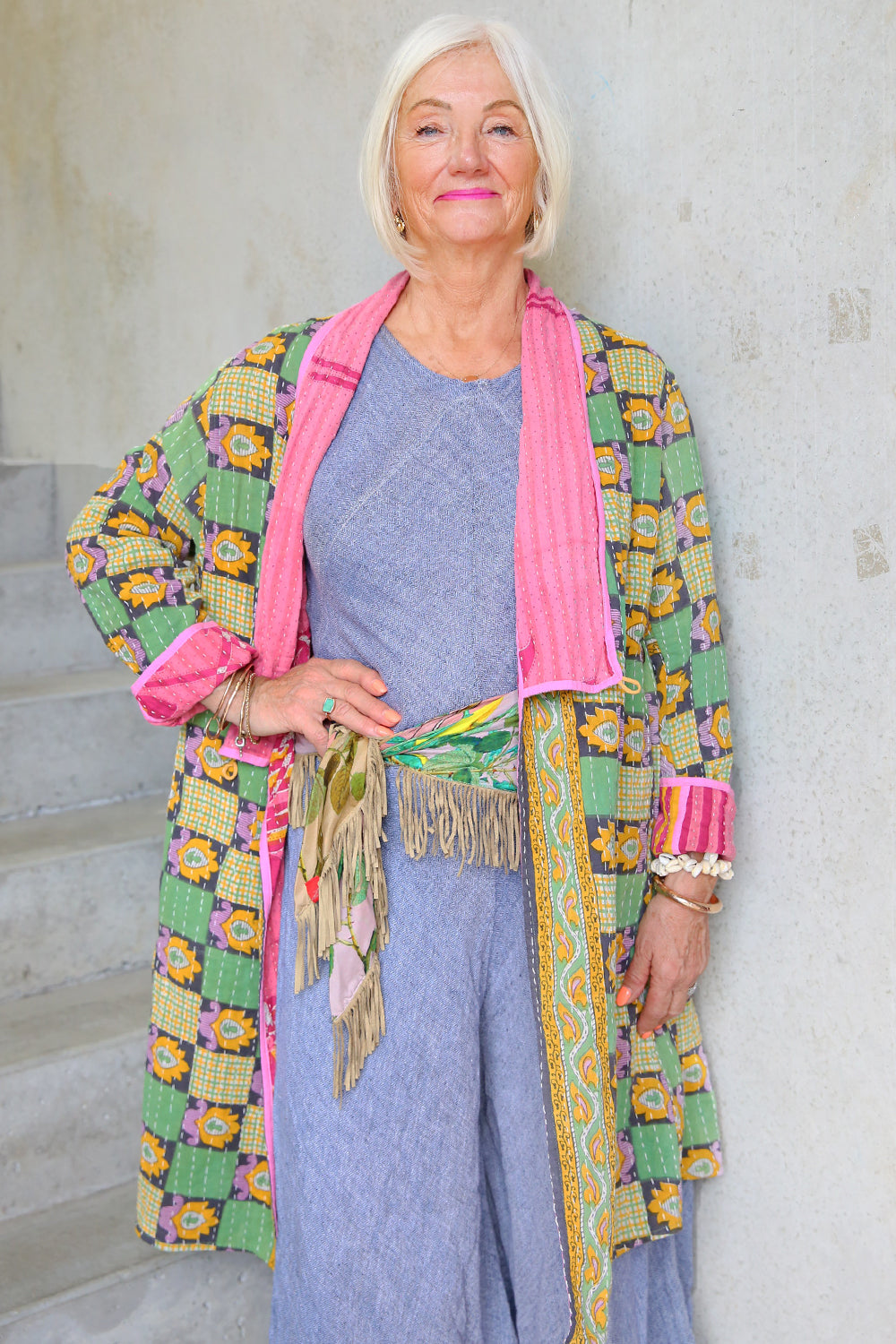 Kantha Coat Patchwork Green