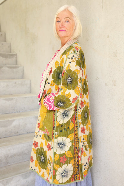 Kantha Coat Autumnal Hibiscus