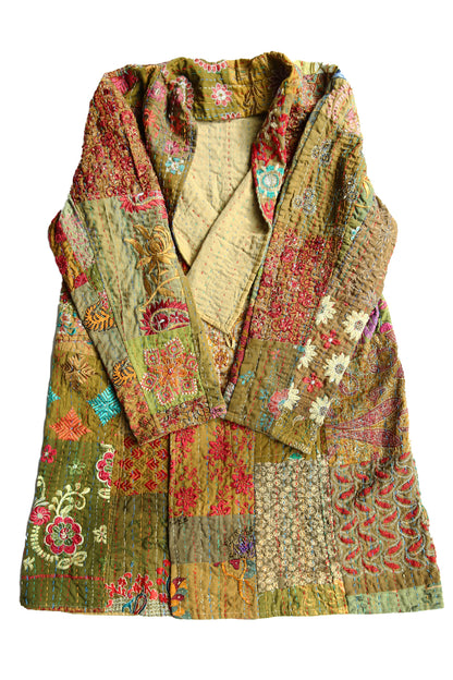 MAHARANI KANTHA COAT PATCHWORK GREEN