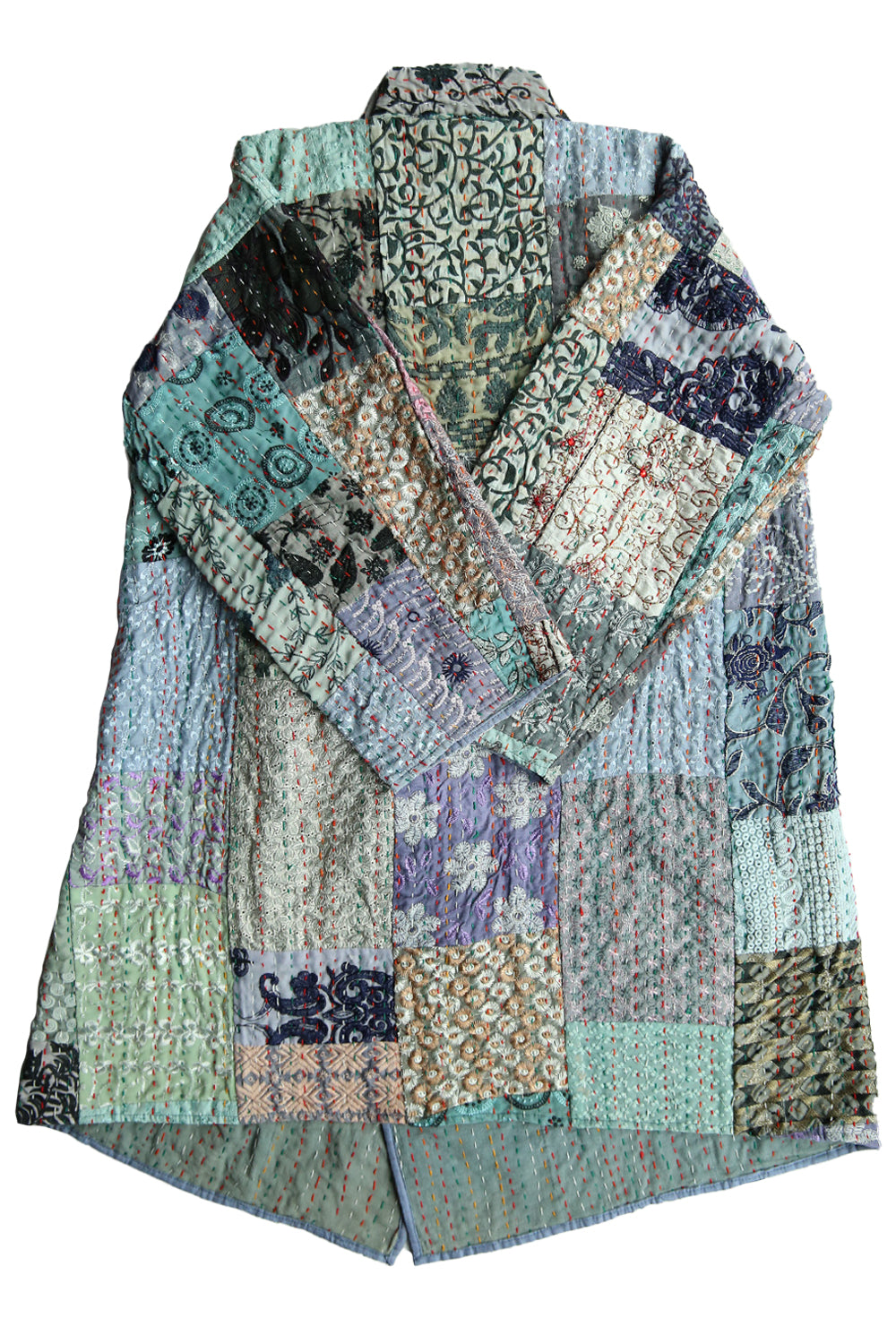 MAHARANI KANTHA COAT PATCHWORK LIGHT GREY