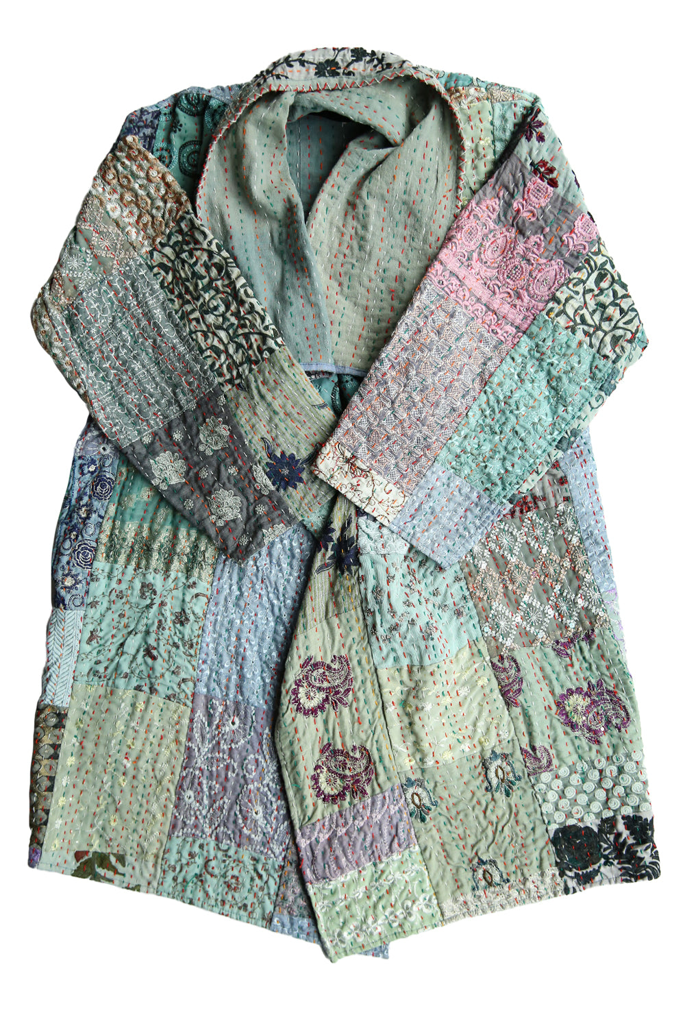 MAHARANI KANTHA COAT PATCHWORK LIGHT GREY