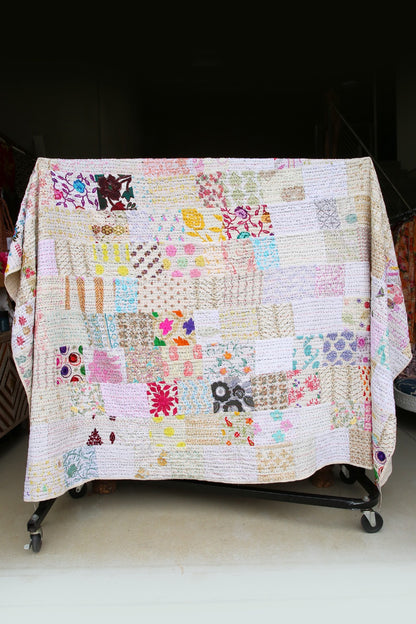 Maharani Kantha Blanket White