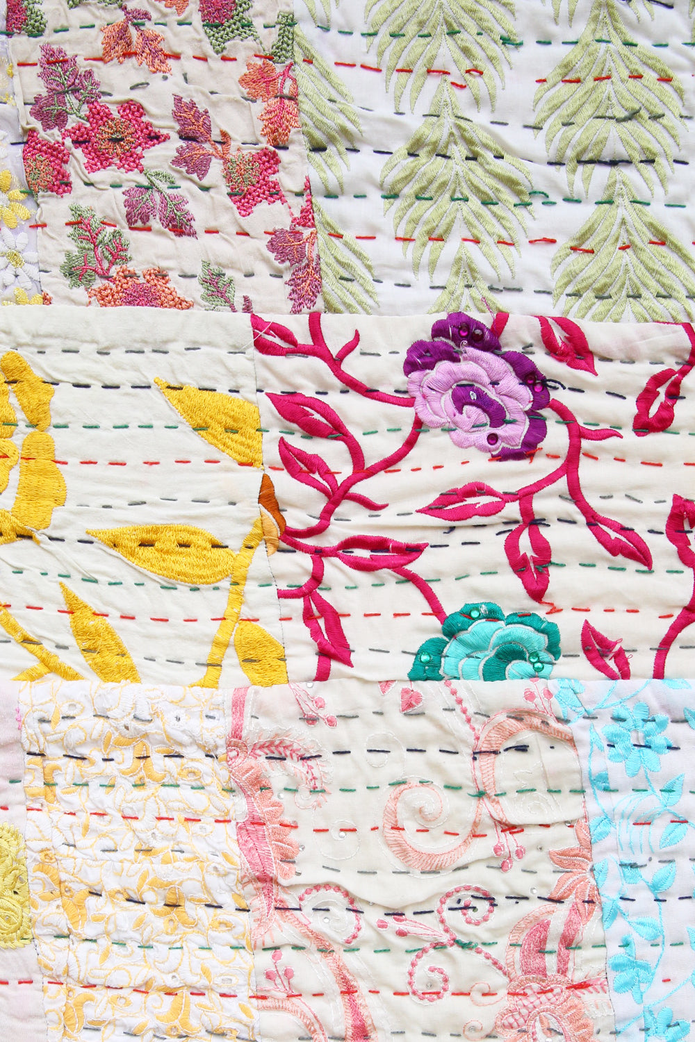 Maharani Kantha Blanket White