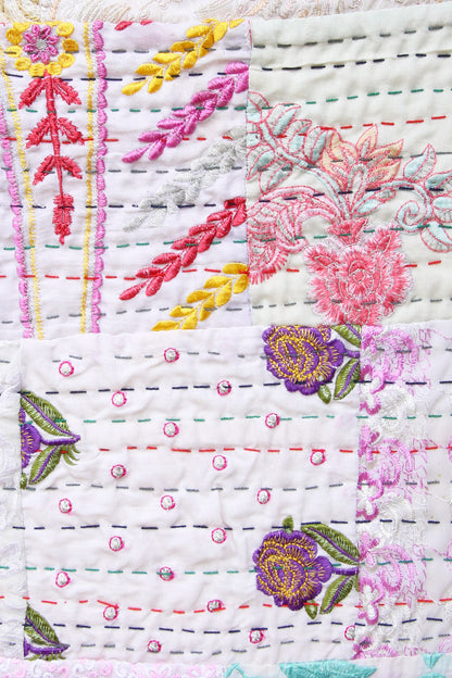 Maharani Kantha Blanket White