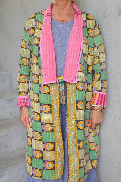 Kantha Coat Patchwork Green