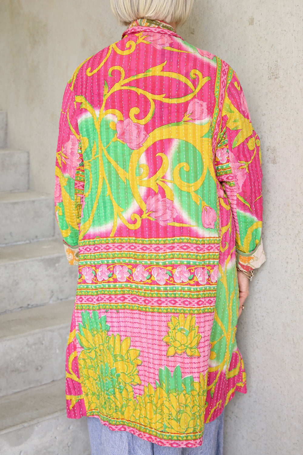 Kantha Coat Pink Lotus