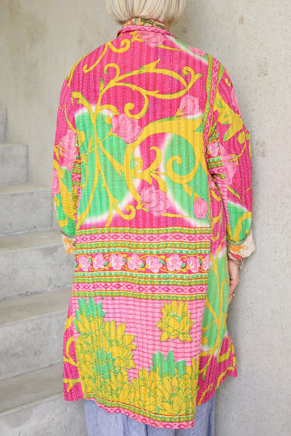Kantha Coat Pink Lotus