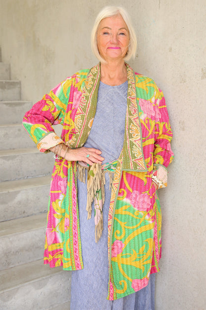 Kantha Coat Pink Lotus