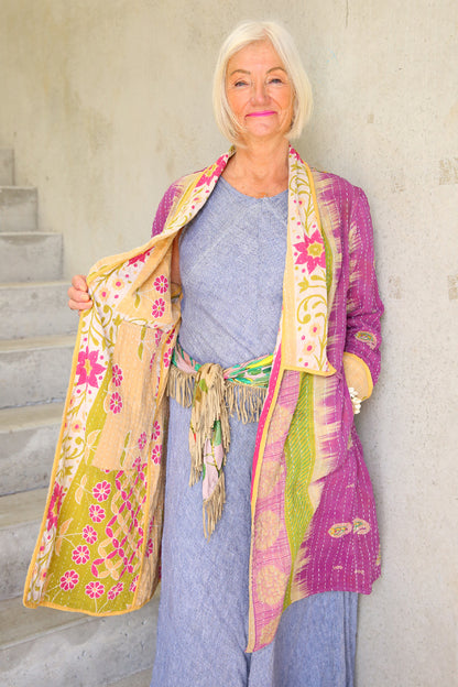 Kantha Coat Floral Orange