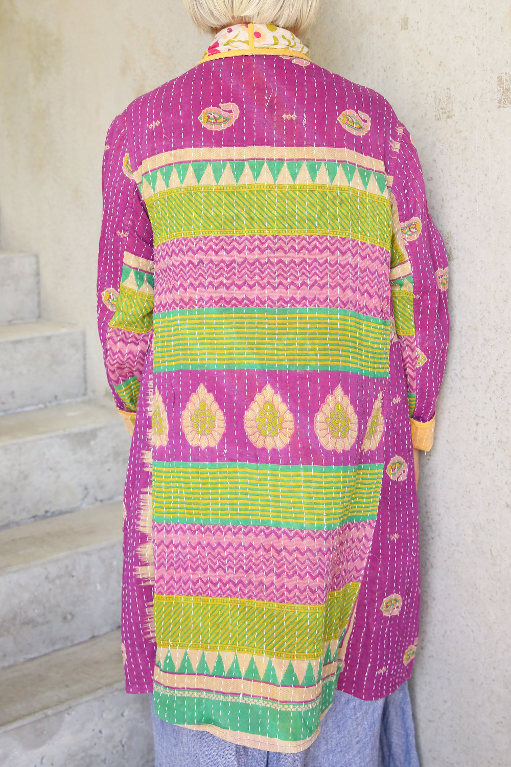 Kantha Coat Floral Orange