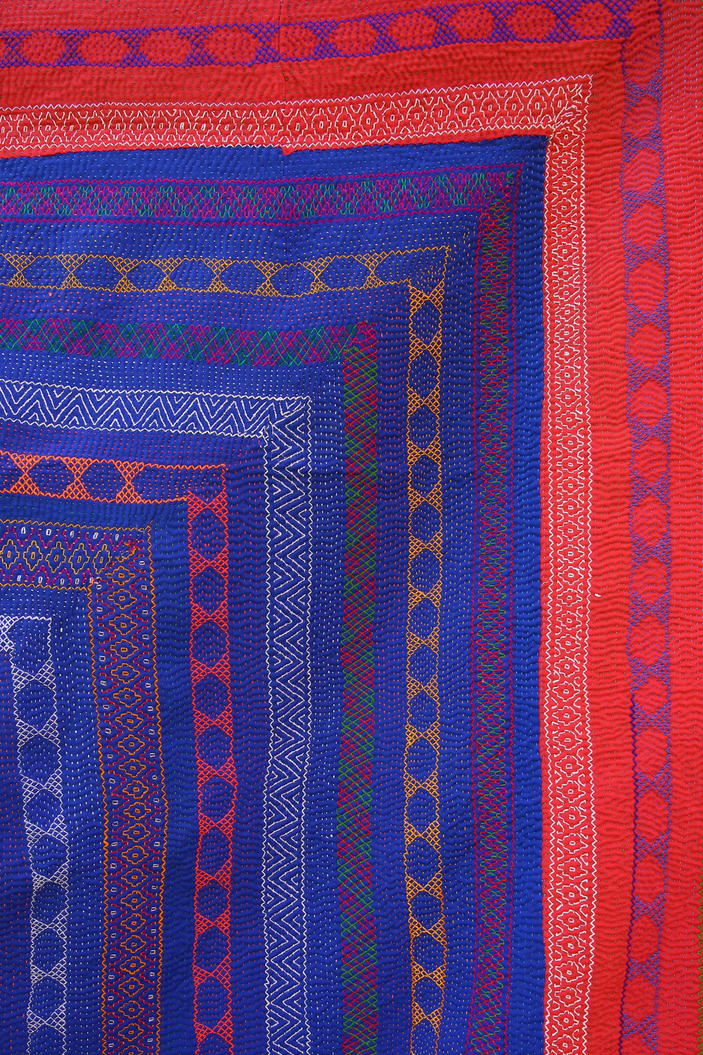 Kantha Quilt Red and Blue