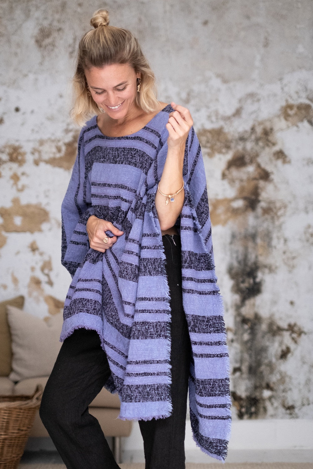 LA BOTTEGA DI BRUNELLA PONCHO AIRONE ZEBRA LAVANDA