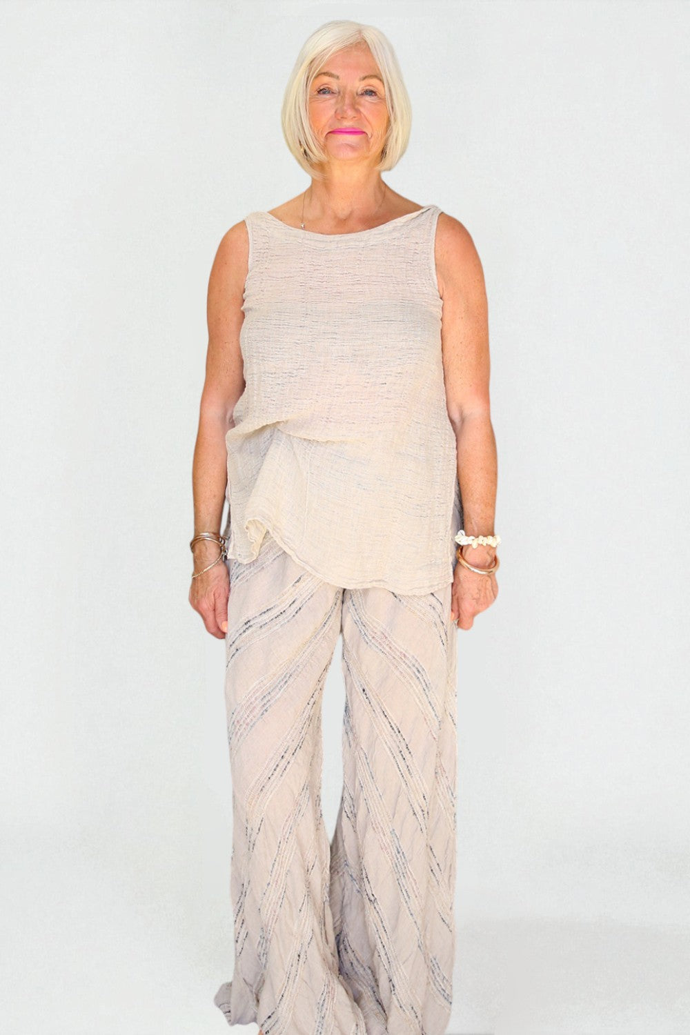 LA BOTTEGA DI BRUNELLA PANTALONE SIMONE RIGA MARE NATURALE