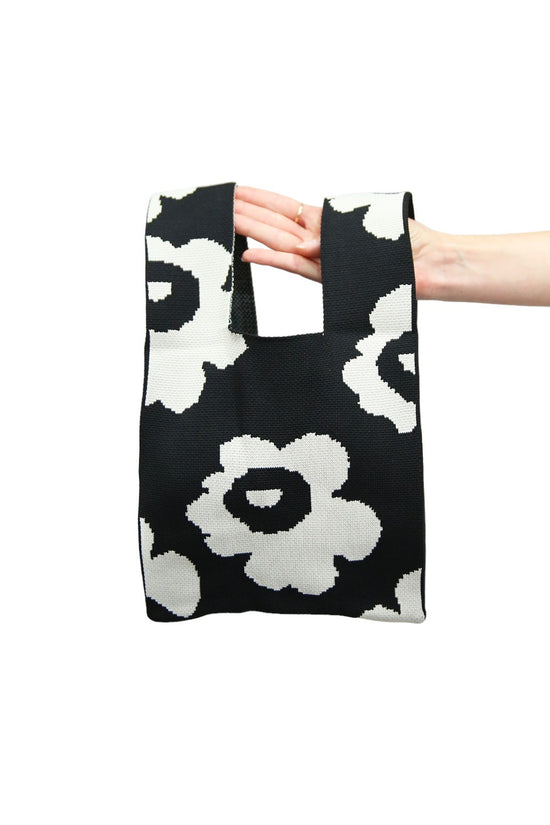 LE SAC BAG BLACK WITH OFF WHITE FLOWERS