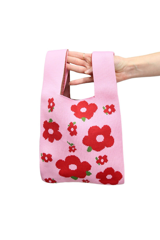 LE SAC PINK BAG WITH RED FLOWERS