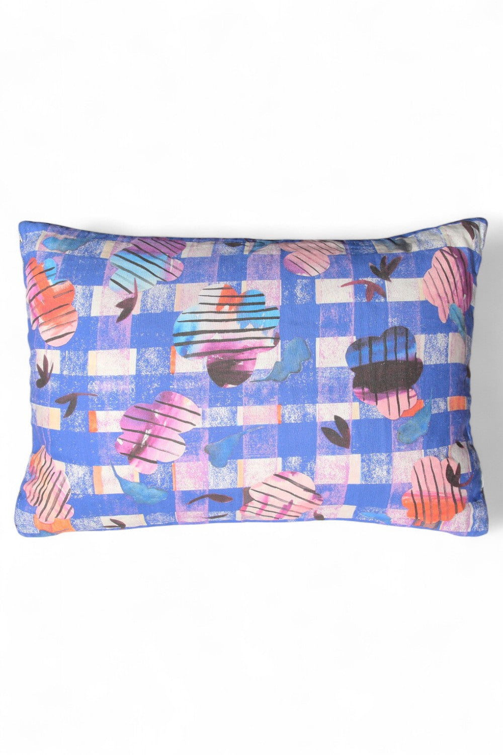 Lumiere Art &amp; Co Blue Check Cushion