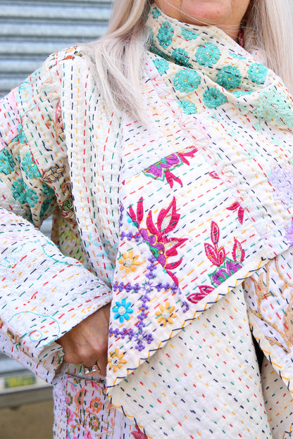 MAHARANI KANTHA COAT WHITE