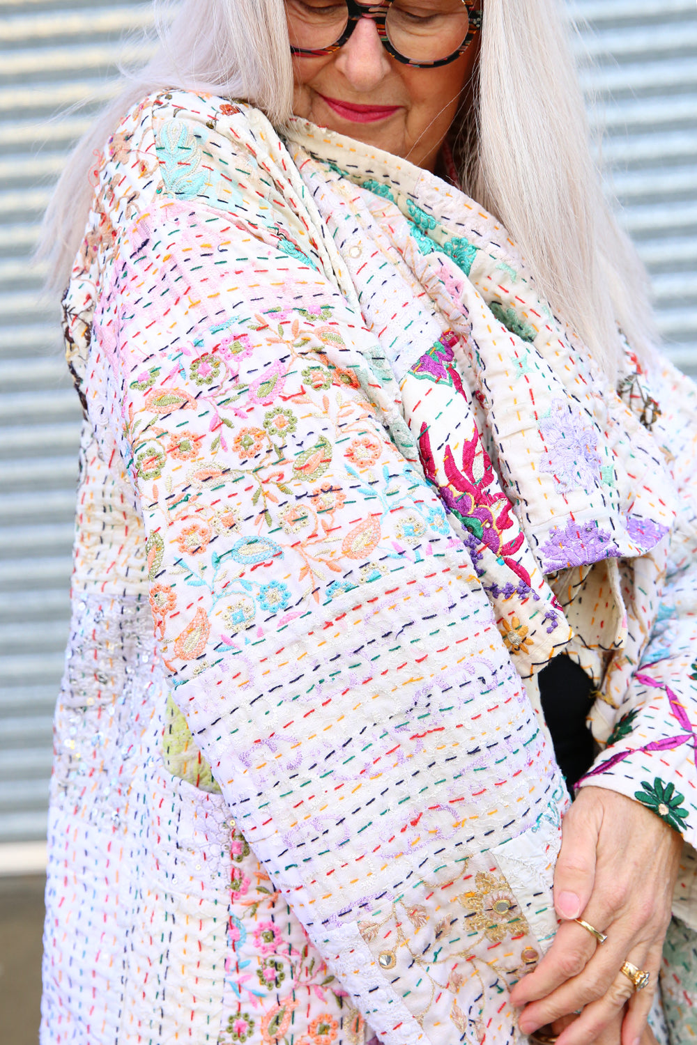 MAHARANI KANTHA COAT WHITE