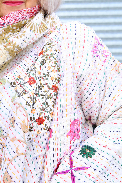 MAHARANI KANTHA COAT WHITE