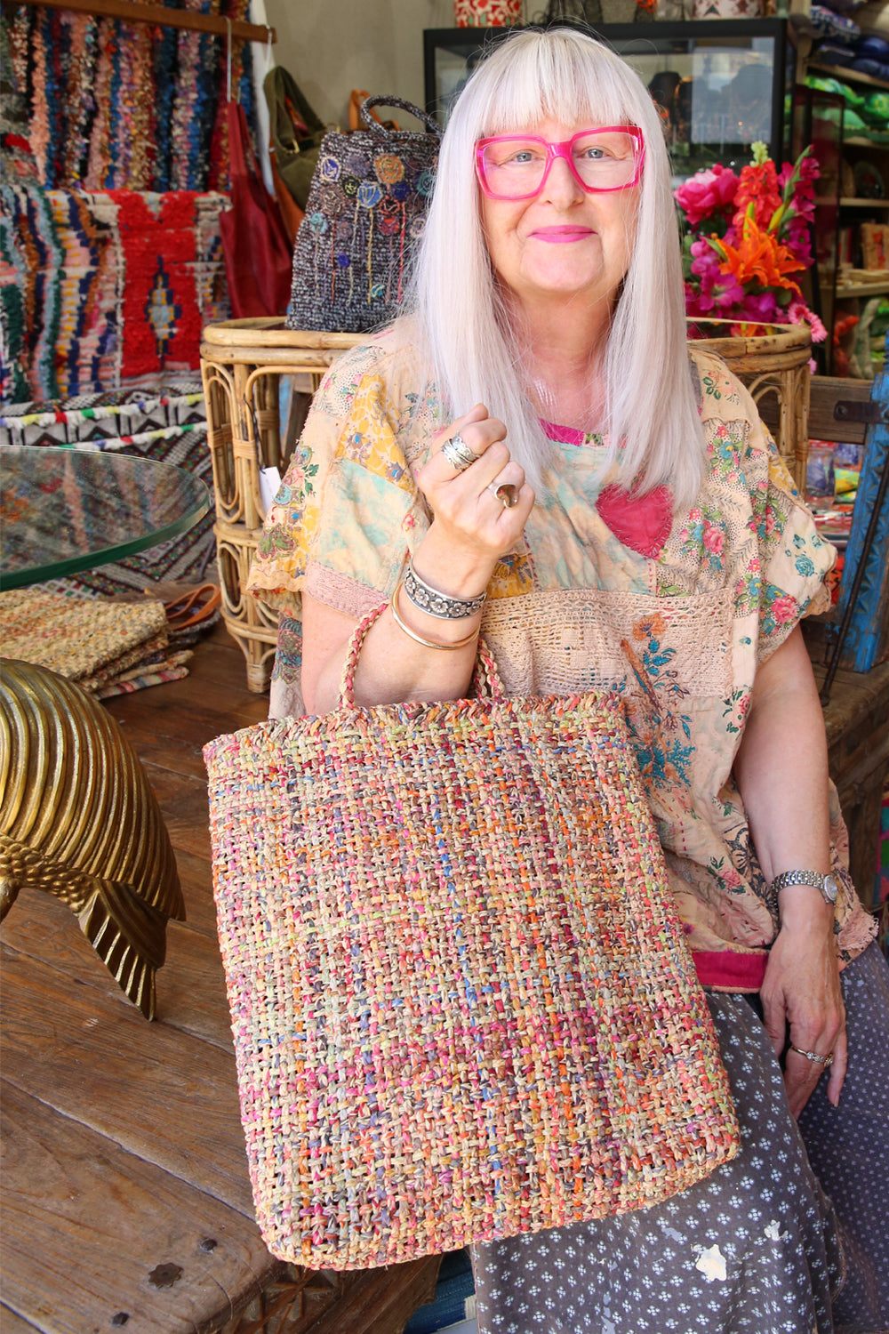 SOPHIE DIGARD LARGE DOUBLE WOVEN RAFFIA BAG