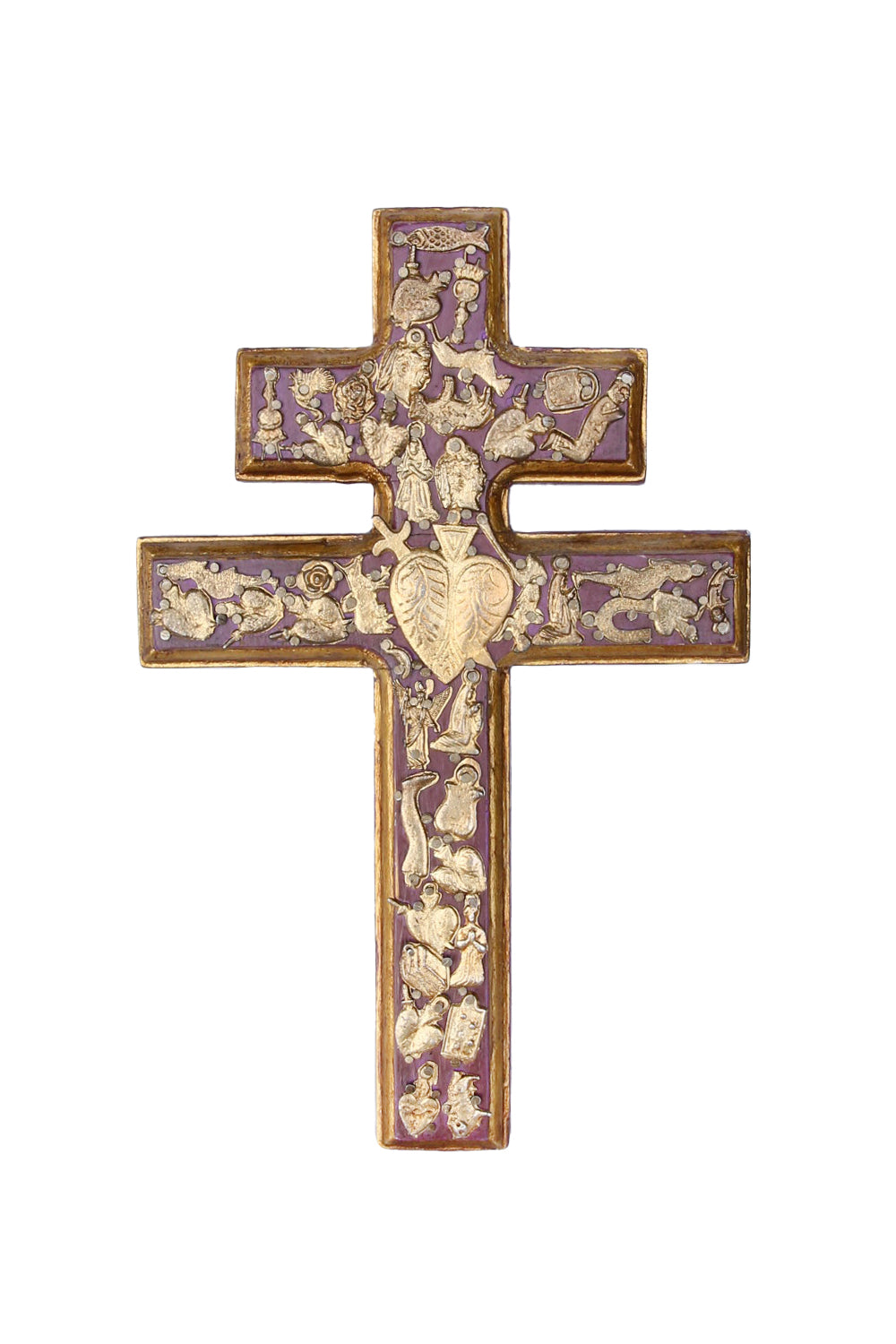 Mexican Wooden Cross With Antique Gold Milgaros