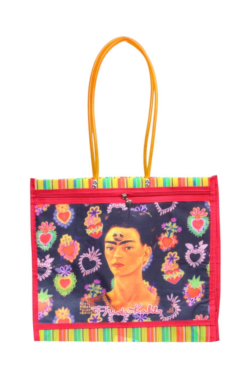 Mexican Folk Art Mesh Mercado Frida Bag Yellow