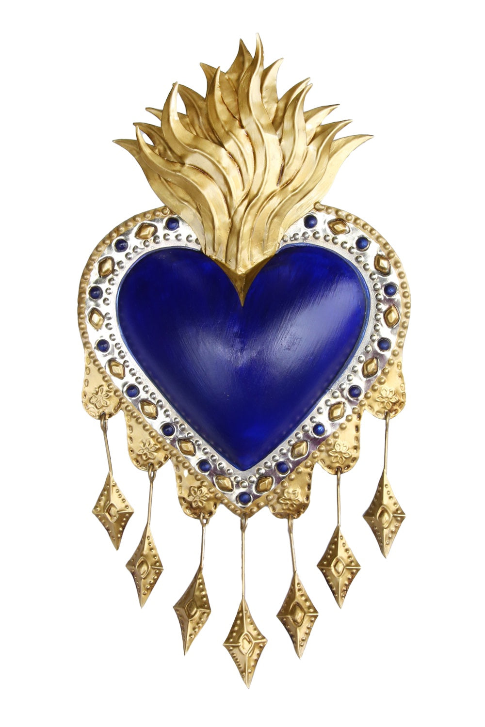 Mexican Folk Art Tin Heart Cobalt Blue