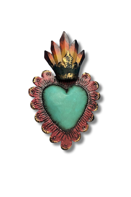 MEXICAN HEART WITH CROWN TURQUOISE
