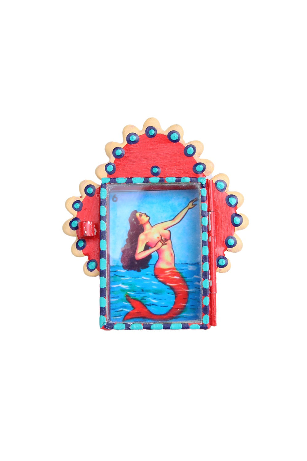 Mexican Folk Art Nicho La Sirena W/Mermaid Small