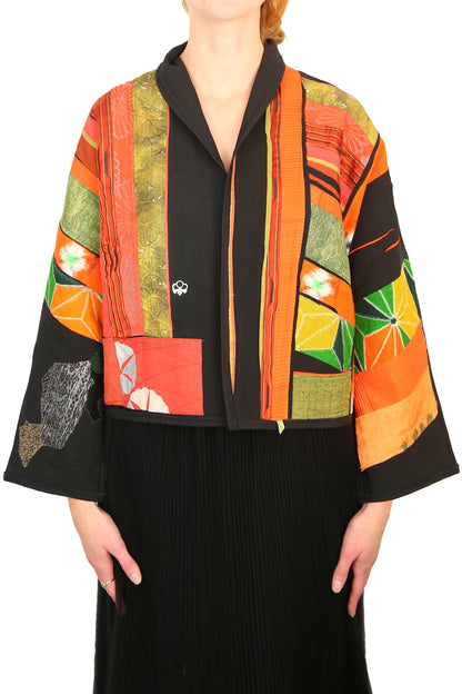 MONIKA FRIEDEL CROPPED JACKET ORANGE/GREEN