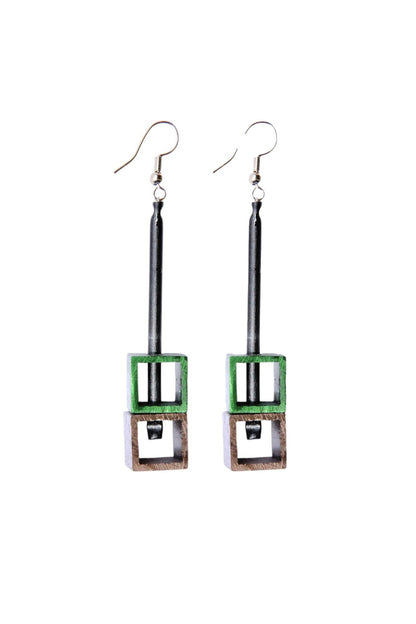 Monica Krexa Cube Earring Green