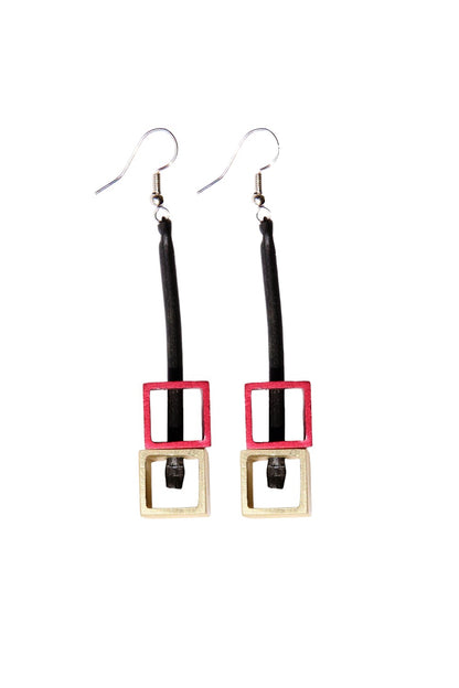 Monica Krexa Cube Earring Red/Gold
