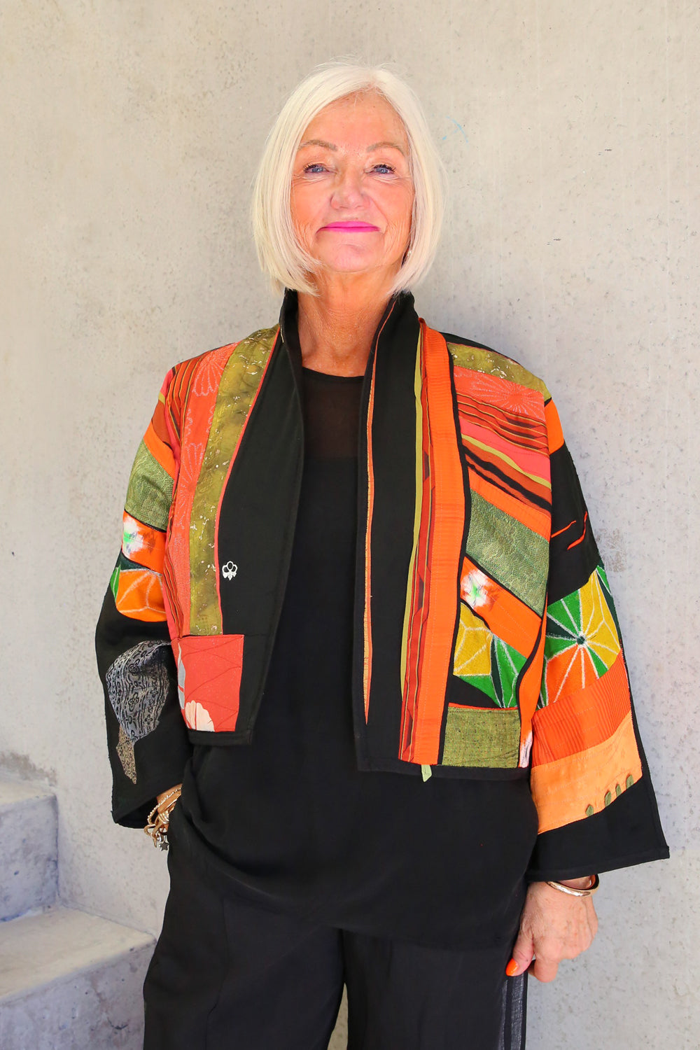 MONIKA FRIEDEL CROPPED JACKET ORANGE/GREEN
