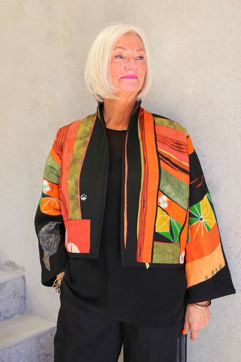MONIKA FRIEDEL CROPPED JACKET ORANGE/GREEN