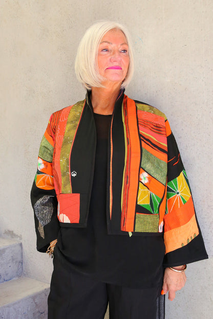 MONIKA FRIEDEL CROPPED JACKET ORANGE/GREEN