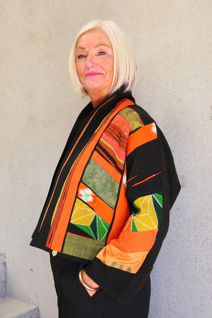 MONIKA FRIEDEL CROPPED JACKET ORANGE/GREEN
