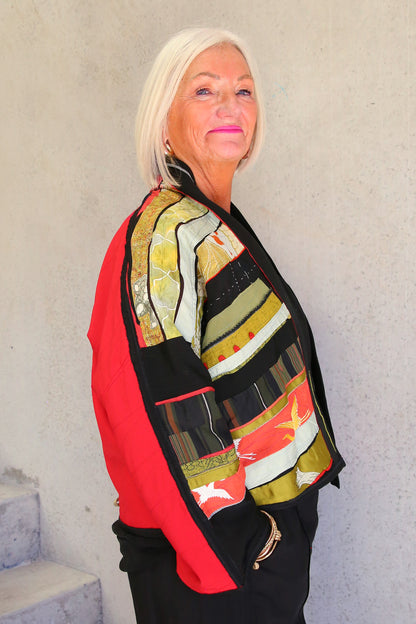 MONIKA FRIEDEL CROPPED JACKET RED/GREEN