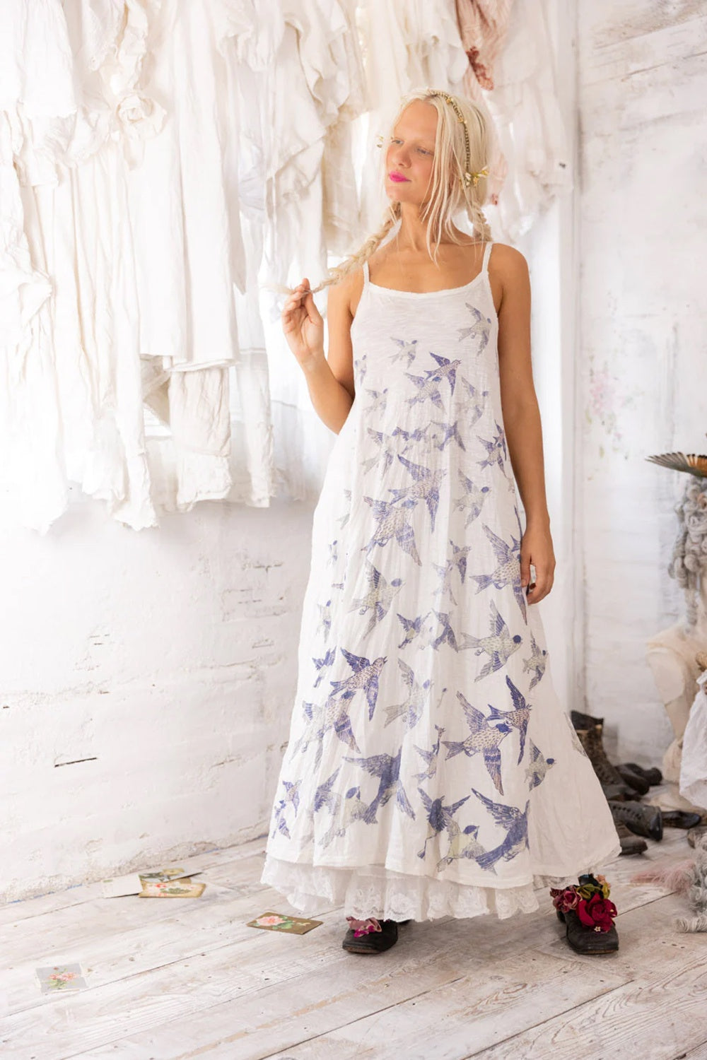 MAGNOLIA PEARL BIRD TANK LANA DRESS 1259 INDIGO TRIBUTE