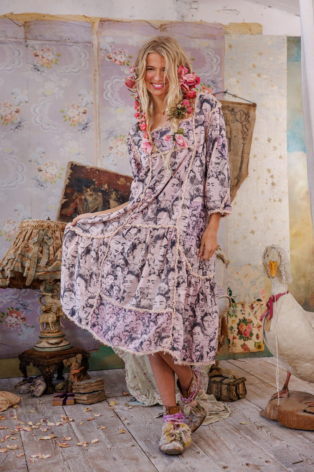 MAGNOLIA PEARL MURAL FRIDA HELENIA DRESS 1337 SELF PORTRAIT