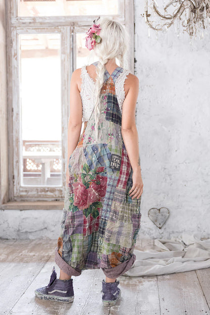 MAGNOLIA PEARL PATCHWORK FRANKIE OVERALLS 125 MADRAS RAINBOW