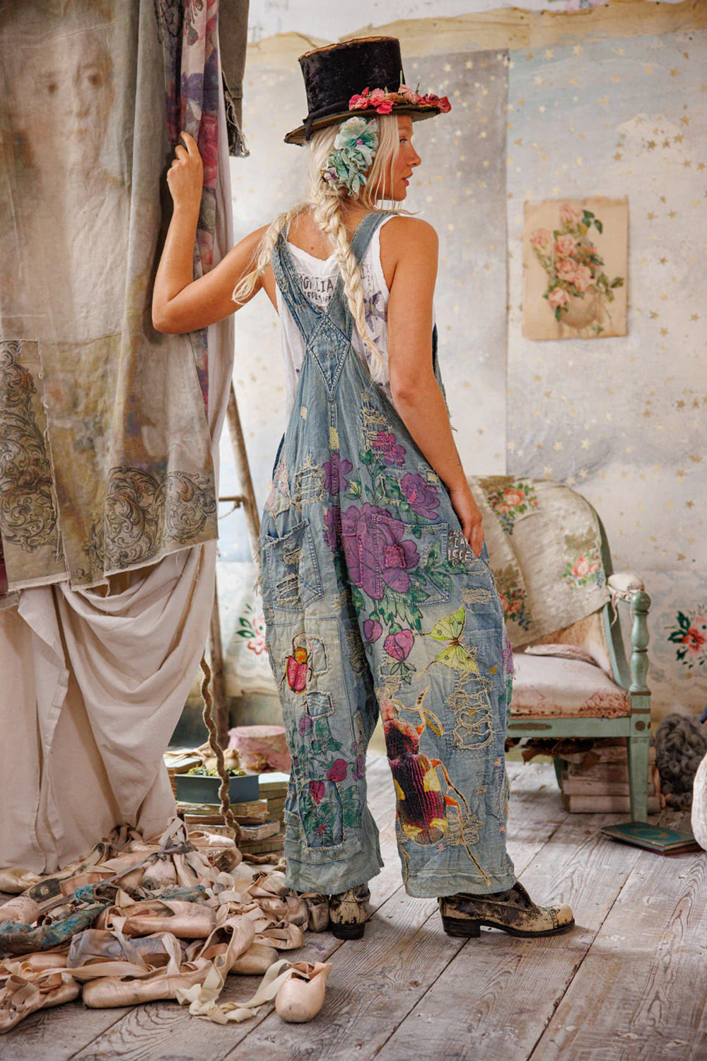 **PRE-ORDER** MAGNOLIA PEARL NG BENJAMIN WIDE LEG OVERALLS 149 WASHED INDIGO